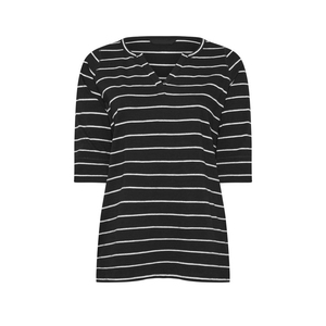 T-shirt Ready Stripe en mélange de coton anti-humidité à manches courtes pour femme, grande taille, confortable et idéal pour l'entraînement - Product Image 1