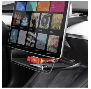 Tesla modeli y için uygun/model3 manyetik emme sabit ekran arka büyük ağız şeffaf saklama kutusu