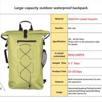 Sac à dos étanche léger avec sangle réglable et poche latérale pour bouteille d'eau, idéal pour la randonnée d'une journée et la pêche en bord de rivière