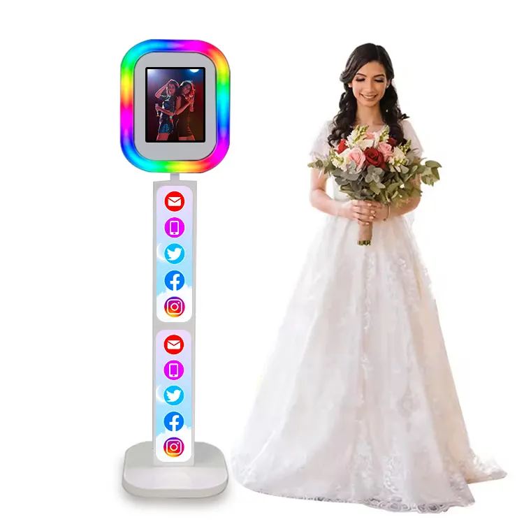 El más nuevo iPad Photo Booth Shell Stand Selfie Handheld Roamer 12,9 iPad Photo Booth con pantalla Lcd con impresora para eventos