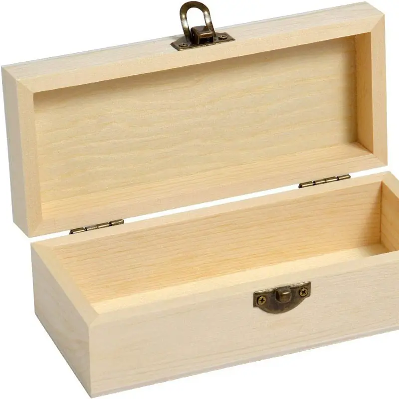 Wholesale Eco Friendly Pine Wood Gift & Bamboo Hinged Lid Custom Small Wood Boxes Storage Box
