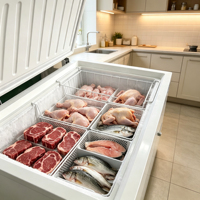 Congélateur Commercial YUANDA -40 Degrés à Refroidissement Direct, Porte Supérieure, Dégivrage Automatique, pour Stockage de Fruits de Mer, Viande et Poisson