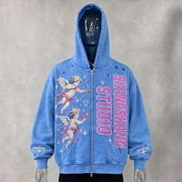 Fabricantes de Ropa Personalizada, Sudadera con Capucha de Felpa Francesa Gruesa, Estampado DTG, Hombros Caídos, Estilo Vintage, Lavado Ácido, Desgastada