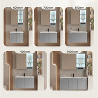 Lemari Cermin Kamar Mandi Kayu Solid Modern Fullkenlight High-gloss dengan Lampu LED, Terpasang di Dinding, Dilengkapi Jam LED Pintar