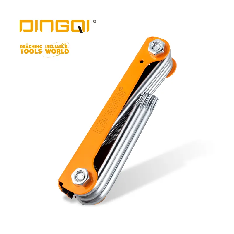 DINGQI 8 шт. Многофункциональный хромированный ванадий Allen Keys Torx Fording набор инструментов шестигранный ключ набор