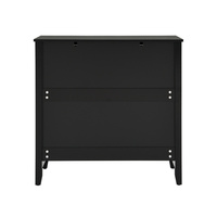 Commode de salon moderne en MDF mélaminé noir avec 3 grands tiroirs