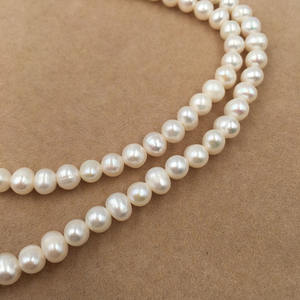 15 אינץ/16 אינץ/18 אינץ טבע ליד עגול מים מתוקים פרל קולר שרשרת, נחמד אבזם-רודיום ציפוי, 5 mm פרל - Product Image 5