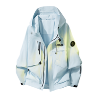 Veste de randonnée unisexe personnalisable avec logo – Manteau décontracté coupe-vent et imperméable avec patchs de manches en velcro personnalisables