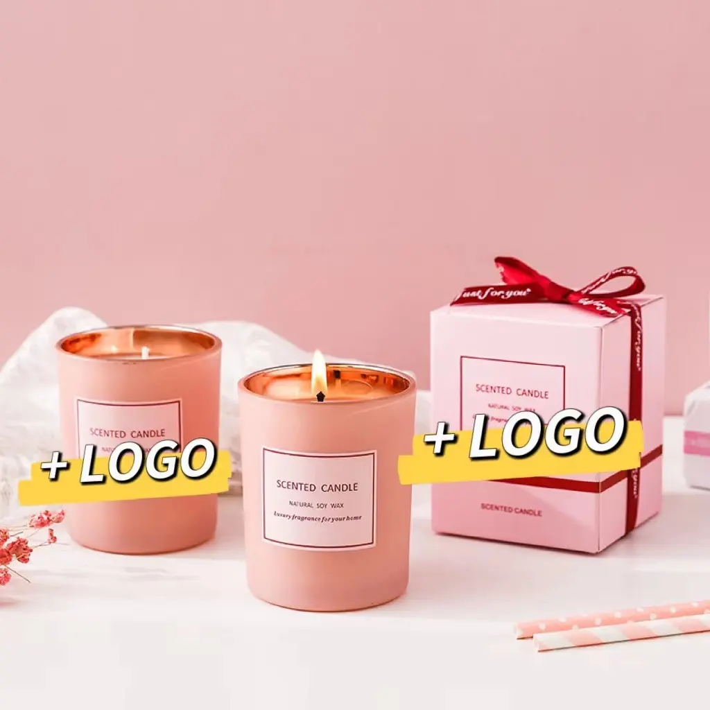 Роскошная ароматерапия на заказ, частная марка, домашнее украшение, розовая Ароматизированная свеча с коробкой для банок