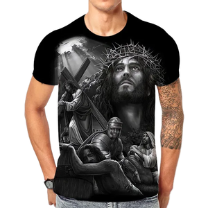 พระเยซูคริสต์เสื้อยืดผู้ชายผู้หญิงลำลองทอระบายอากาศได้เป็นมิตรกับสิ่งแวดล้อมแฟชั่นฤดูร้อนฮาราจูกุสตรีทแวร์เสื้อยืดขนาดใหญ่ - Product Image 1