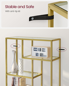 <span class=keywords><strong>Estante</strong></span> de almacenamiento de vidrio dorado de 80cm, soporte para plantas, librería alta de 6 niveles, estantería independiente para el hogar y la Oficina - Product Image 5