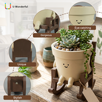 Pot de fleurs en résine avec visage souriant et chaise à bascule, pot de fleurs humanoïde de dessin animé, pot pour plantes succulentes, décoration de jardin et de maison