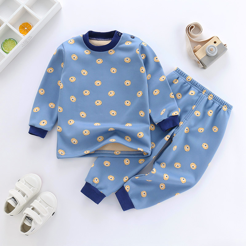 Весенне-осенняя Рождественская одежда для сна с мультяшным принтом, одежда для сна, комплект из двух предметов для мальчиков и девочек, детские пижамы, 100% хлопок