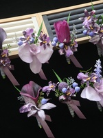 Corsage de mariage verre à vin à la main fleurs artificielles tissu écologique Satin marié mariée Parents meilleur homme/femme saint valentin