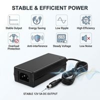 Adaptateur secteur universel 12V 5A 60W pour ordinateur portable, moniteur, caméra CCTV, bande LED, prise 5,5*2,1 mm, chargeur de bureau