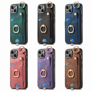Funda de Teléfono de Cuero PU de Lujo con Tarjetero Magnético y Soporte de Anillo para iPhone 15/14/13 Pro Max - Product Image 3