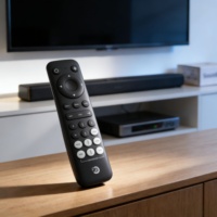 Télécommande universelle RCT1024 OEM personnalisée pour boîtier TV avec fonction vocale, 24 boutons, code fixe, piles AA, portée 10m