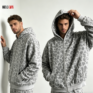 <strong>Men's</strong> <strong>Hoodies</strong> Sweatshirts Oversized Blank Zip up Hooded High Quality Fleece Leopard Print <strong>Hoodies</strong> <strong>for</strong> <strong>Men</strong> Custom Manufacturer - Product Image 2