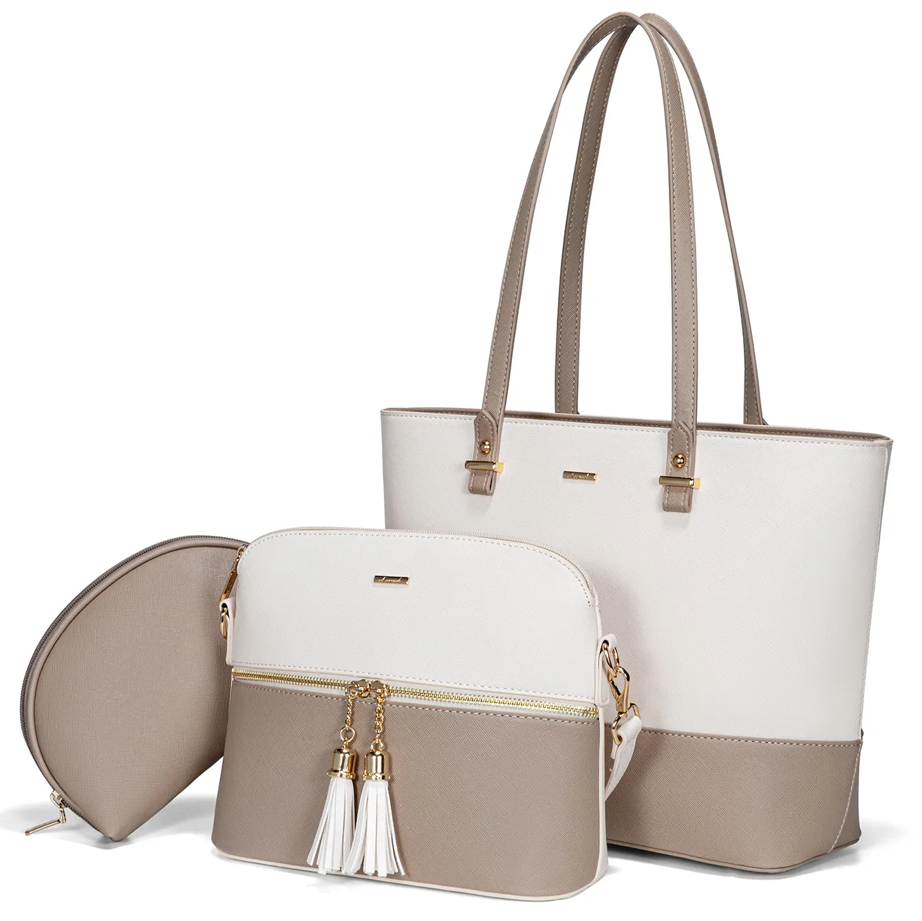 LOVEVOOK 2022 Luxus Designer 3 Stück Damen handtaschen Set Hochwertige große Einkaufstaschen Damen Umhängetasche Damen Geldbörsen und Handtasche