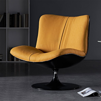 Fauteuil Chaise Longue en Cuir Rotatif au Design Moderne en Forme de Langue, Cadre en Bois Massif, Acier Inoxydable, Confortable pour Chambre à Coucher