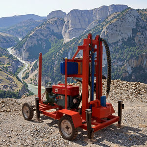 小型ロックバスターR100ディーゼル式タイヤマウントポータブル水井戸掘削リグエンジンポンプモーターMax.300m掘削深さ - Product Image 1