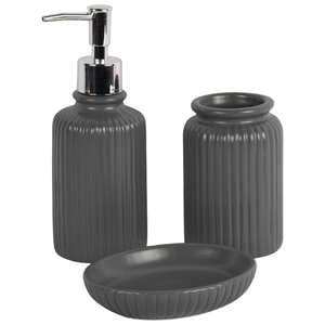 MOOZI High Quality Eco-Friendly Matte White Ceramic Three-Piece Modern <b>Bathroom</b> <b>Accessories</b> <b>Set</b> Gold/Silver Finish - Product Image 1