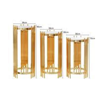 Support à fleurs de mariage moderne en métal doré LEXI, vente chaude, 70/80/90 cm, personnalisable pour les événements de mariage, décoration de table de haute qualité