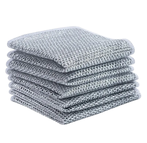 マイクロファイバー 両面 クリーニングクロス 正方形 食器洗い用ラグ メッシュワイヤー 傷がつかない 皿 シンク カウンター キッチンタオル - Product Image 2