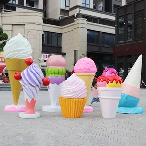 Giant Ice Cream Statue For Shop Decor Outdoor Decorative Sculptures Large Candy Fiberglass Decoration For Kids