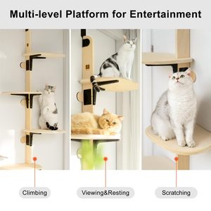 XIANGLONG mainan kucing dalam ruangan, dua lapis Modern Sisal tinggi tiang goresan interaktif dengan jejak bola kayu dan kucing untuk kucing - Product Image 2
