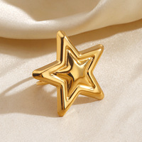 Tren Mode Eropa dan Amerika Cincin Baja Titanium Pentagram Minimalis Desain Unik Cincin Bintang Trendi