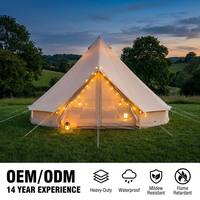Tente cloche de luxe en toile de coton imperméable avec cheminée, yourte de glamping pour camping familial et complexe de loisirs en plein air 3m 4m 5m 6m