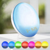 Réveil Lumineux Moderne avec Radio FM, Haut-parleur, Lampe LED de Chevet, Veilleuse ABS, Recharge USB, Interrupteur Tactile, Alimentation 5V