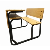 Bureau d'école double en bois avec banc, mobilier scolaire pour 2 personnes, idéal pour les classes primaires et secondaires