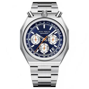 Reloj de Pulsera Deportivo para Hombre, de Acero Inoxidable, con Cronógrafo de Cuarzo, Tono Plateado - Product Image 1