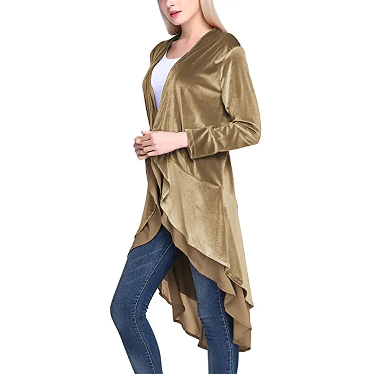 가격 새로운 디자인 가볍게 요리 패션 플러스 사이즈 여성 황금 벨벳 코트