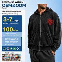 Sweat-shirts pour hommes 2XL d'hiver, 100% coton, broderie personnalisée, fermeture éclair, effet délavé, coupe oversize, décontractés, épais