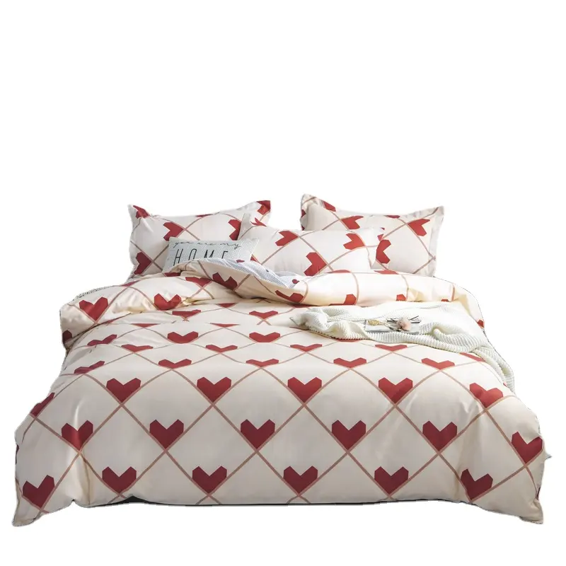 pink bedding set red heart designer pattern bedding sets comforters bedding set for sleeping room