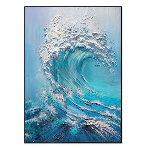 <b>Framed</b> Ocean Wave Oil Painting Impressionism Style Modern Minimalist Living Room Decor Durable <b>Wall</b> Art for Home Interior - Product Image 5