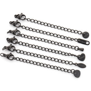 Ensemble de chaînes à fermoir homard en acier inoxydable noir pour la création de colliers, bracelets et bijoux DIY - Accessoires de base - Product Image 1