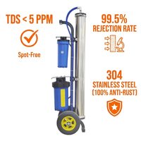 Système d'eau RO portable de qualité commerciale en acier inoxydable 304, boîtier 4040, purificateur robuste sur chariot avec roues anti-crevaison de 10 pouces