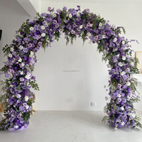 V09 Lavande Violet Floral Toile de Fond Panneau Enrouler Rideau Arche Fleur Lilas Soie Artificielle Rose Fleur Mur pour la Décoration de Mariage