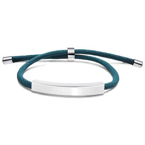 Bracciale in corda con incisione in metallo con barra vuota in acciaio inossidabile all'ingrosso per bracciale rigido con nome ID con Logo personalizzato amante - Product Image 5