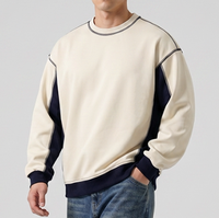 Sweat-shirts en molleton bouclette amples à col rond, patchwork, avec impression en relief et blocs de couleur, vente en gros