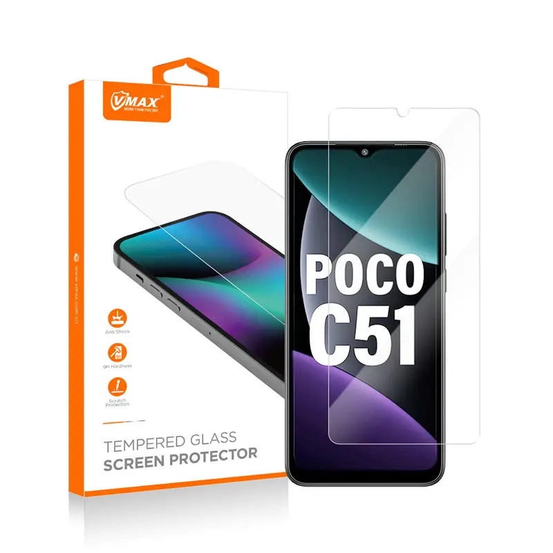2.5D Tempered Glass For Xiaomi Poco C51 C50 F5 Pro X5 F4 M5 M5S X4 GT M4 C40 F3 Mi A2 Lite Protective Phone Screen Protector