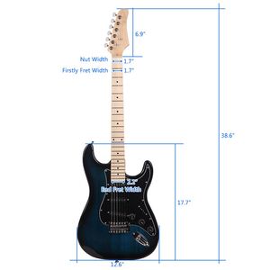 Guitar Black Maple Neck Basswood Body 6 <b>Strings</b> S-S-S Pickup Configuration Open Gear Tuning Music <b>Instrument</b> - Product Image 4