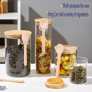 Grand pot de conservation hermétique en verre borosilicate de grande capacité avec cuillère et couvercles scellés pour thé et épices - Product Image 3