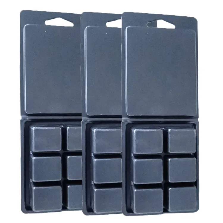 Custom 5 Cell /6 Holle Soja Wax Blister Clamshell Ps Matte Plastic Grote Black Wax Clamshell Verpakking Dozen Voor Wax Melts