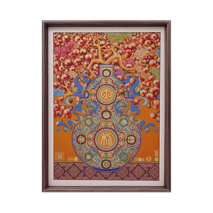 Jarrón de Calabaza Clásico Hecho a Mano en Tono Suave, Arte Floral de Latón, Pintura Original China Auspiciosa, Logotipo Personalizado, Regalo para Festivales y Negocios - Product Image 1