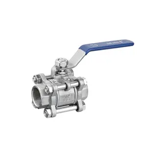 316 Stainless Steel Cf8m 1000wog Thread Ball Valve 1 Inch 2 Inch 3pc Butt Weld Manual Operated Ball Valve